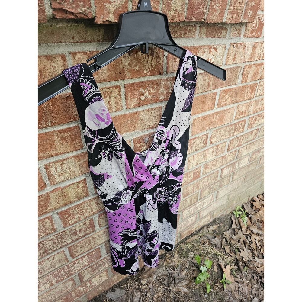 Body Central Y2K Fairycore Boho Purple Floral Tank Top V-Neck Whimsigoth Medium